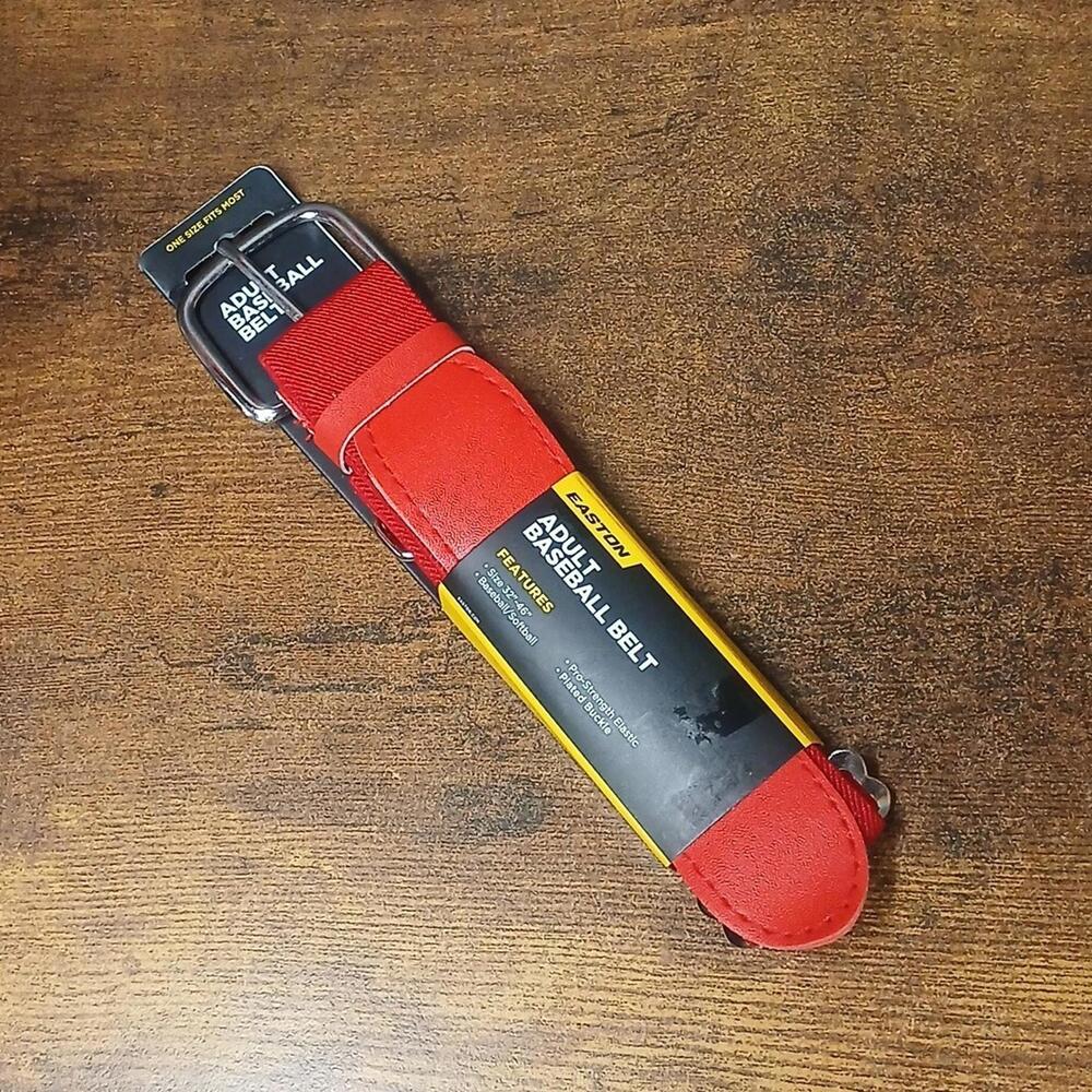 Easton Adult Red Baseball / Softball Belt, Plated Buckle, 32”-46”